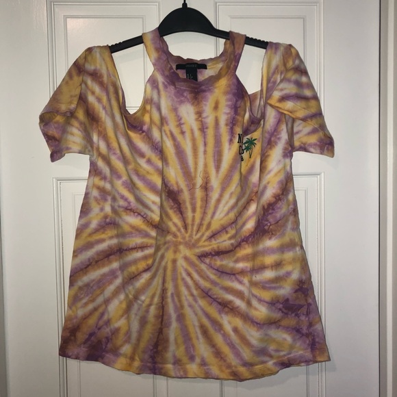 Tie Dye Off Shoulder Size Small Forever 21 T-Shirt - Picture 4 of 8